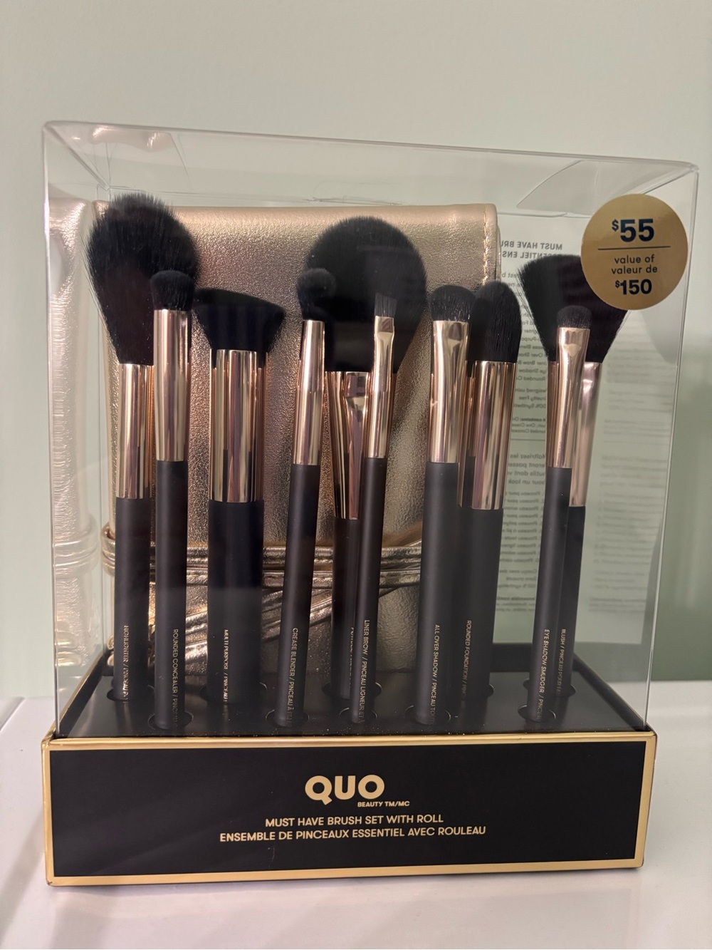 Quo Makeup Brush Set with Roll
